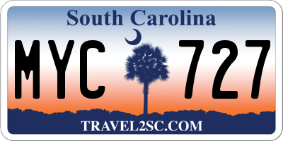 SC license plate MYC727