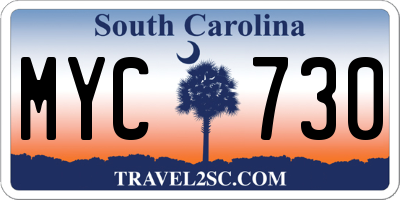 SC license plate MYC730