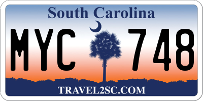 SC license plate MYC748
