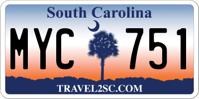 SC license plate MYC751