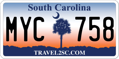 SC license plate MYC758