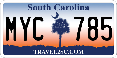 SC license plate MYC785