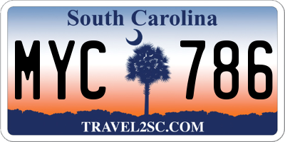 SC license plate MYC786
