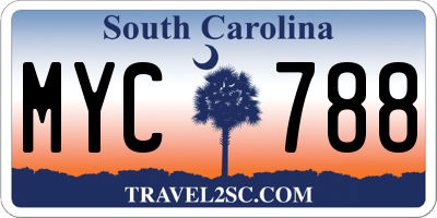 SC license plate MYC788