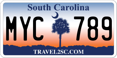 SC license plate MYC789