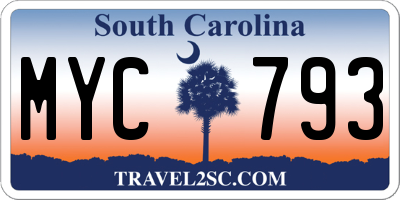 SC license plate MYC793