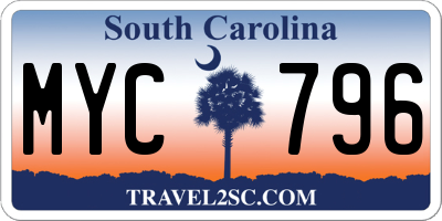 SC license plate MYC796