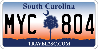 SC license plate MYC804
