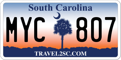 SC license plate MYC807