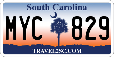SC license plate MYC829