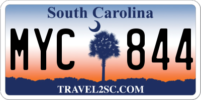 SC license plate MYC844