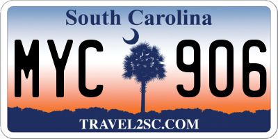 SC license plate MYC906