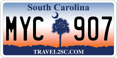SC license plate MYC907