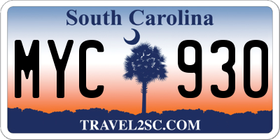 SC license plate MYC930