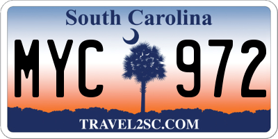 SC license plate MYC972