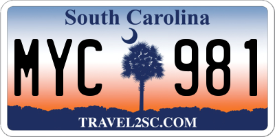 SC license plate MYC981