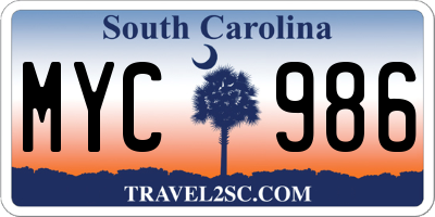 SC license plate MYC986