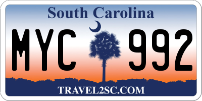 SC license plate MYC992