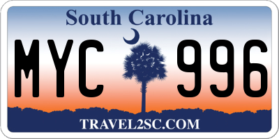SC license plate MYC996