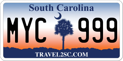 SC license plate MYC999