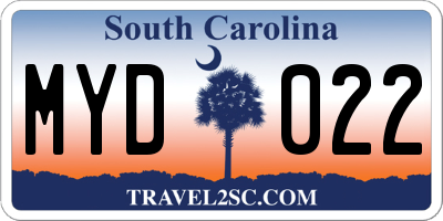 SC license plate MYD022