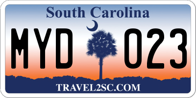 SC license plate MYD023