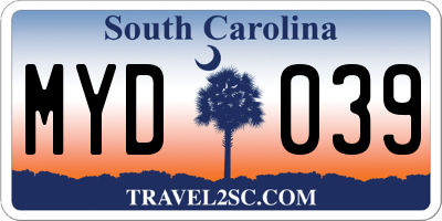 SC license plate MYD039