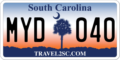 SC license plate MYD040