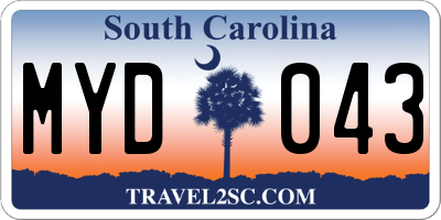 SC license plate MYD043