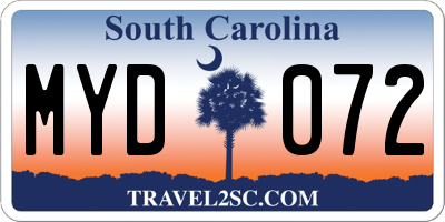 SC license plate MYD072