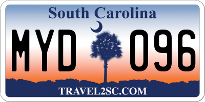 SC license plate MYD096