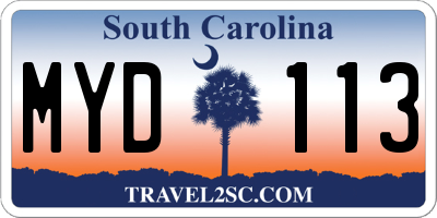 SC license plate MYD113