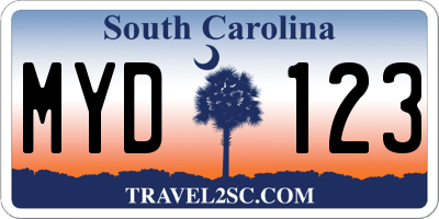 SC license plate MYD123