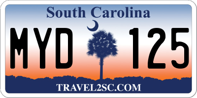 SC license plate MYD125