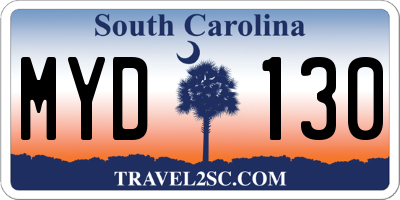 SC license plate MYD130