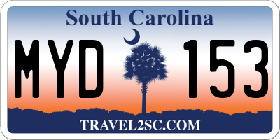 SC license plate MYD153