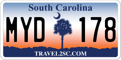 SC license plate MYD178