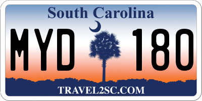 SC license plate MYD180