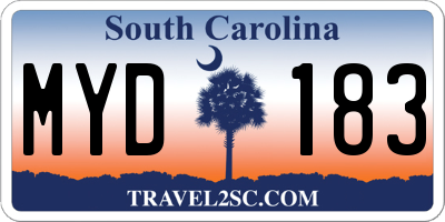 SC license plate MYD183