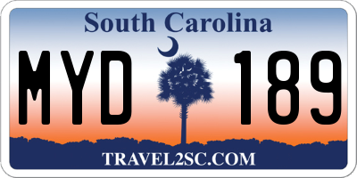 SC license plate MYD189