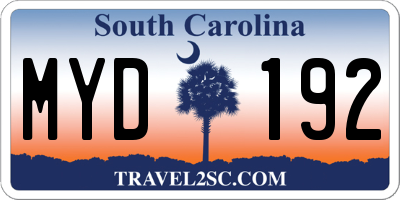 SC license plate MYD192