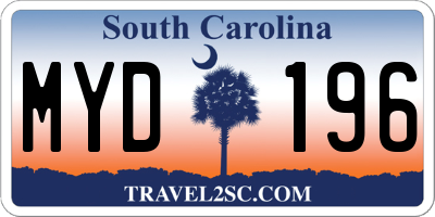 SC license plate MYD196