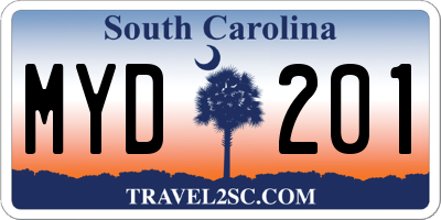 SC license plate MYD201