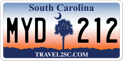 SC license plate MYD212