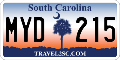 SC license plate MYD215