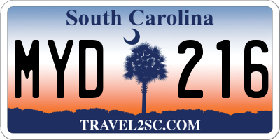 SC license plate MYD216
