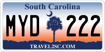 SC license plate MYD222