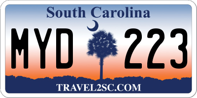 SC license plate MYD223
