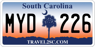 SC license plate MYD226