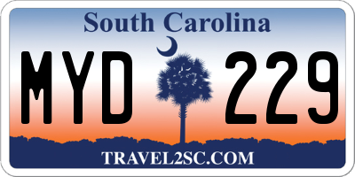 SC license plate MYD229
